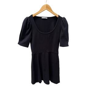 Reformation Elisha Black Puff Shoulder Dress Size S
